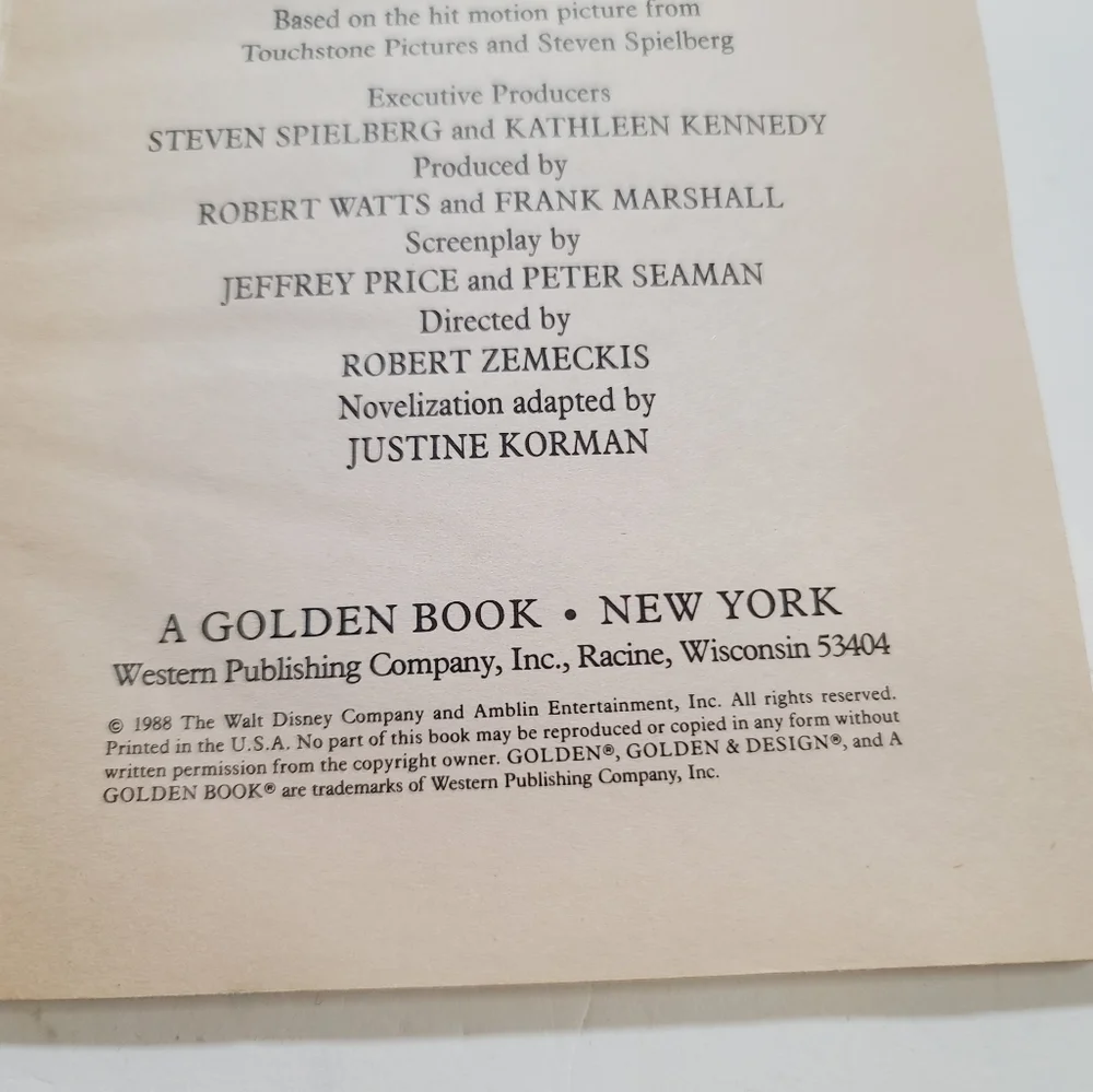 Vintage 1988 Who Framed Roger Rabbit A Golden Book Movie Novelization